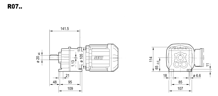 Цилиндрический редуктор R07DR2S56MR4